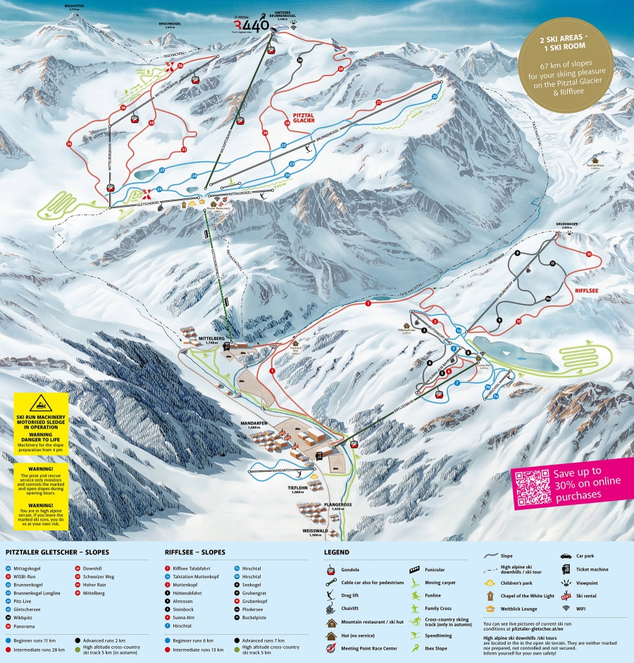 Pistekaart van Pitztaler Gletscher - Rifflsee